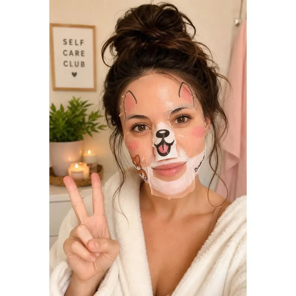 The Crème Shop Be Juicy Skin Corgi Face Masks Set of 2 Niacinamide K Beauty